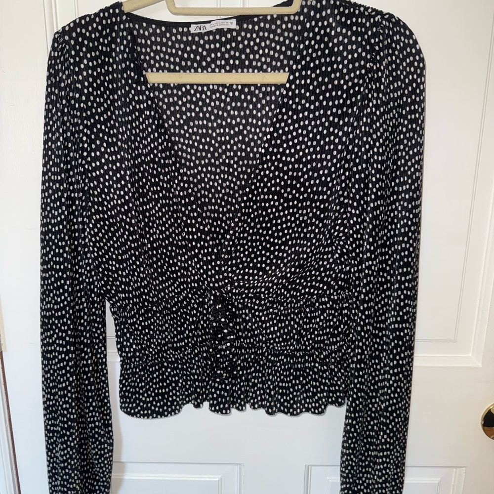 Zara Monochrome Dotted Blouse